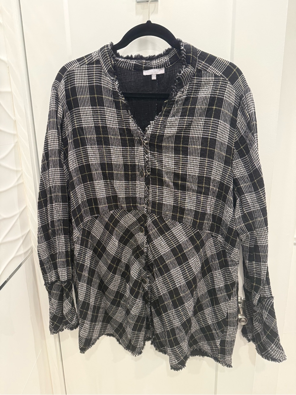 Habitat Black and White Plaid Button-Front Shirt Oversized